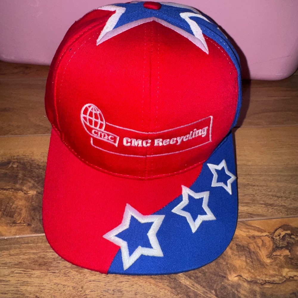 Nissin Hat Mens OSFA Red Blue Excellent CMC Recycling Stars Adjustable Cap